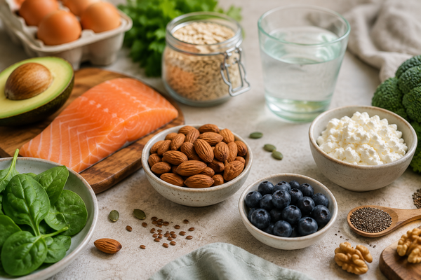 Gezonde ingrediënten op een aanrecht